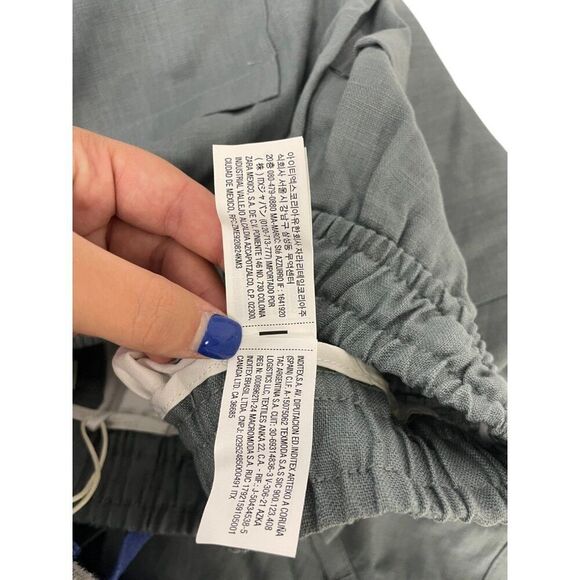 Zara Womens Linen Pants Medium M Trousers Grren Wide-Leg 5070/130 NWT - Picture 8 of 14